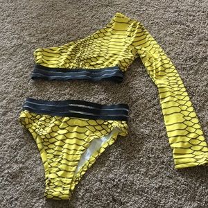 Two Piece Yellow Snakeskin outfit